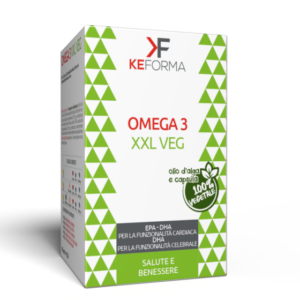 Confezione di OMEGA 3 XXL VEG, Omega 3 vegetale da microalga. Boîte de OMEGA 3 XXL VEG, Omega 3 végétal de microalgue.